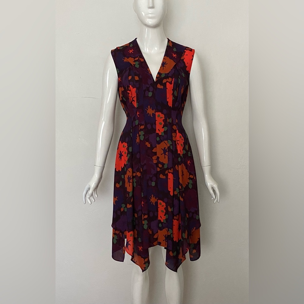 RACHEL ROY FLORAL PRINT HANDKERCHIEF HEM MIDI DRESS SIZE SMALL